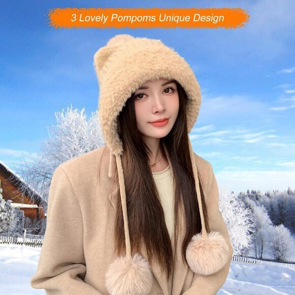 Women Mise Winter Sherpa Beanie Hats Knit Ear Flaps Peruvian Cover Ears main image 5